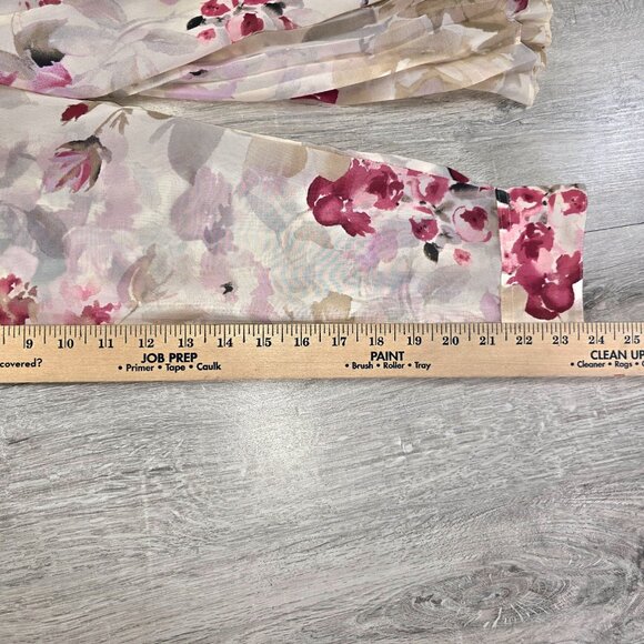 Womens Blouse Sz XL Beige & Pink Floral Sheer Button Down Long Sleeve Office - Picture 6 of 7